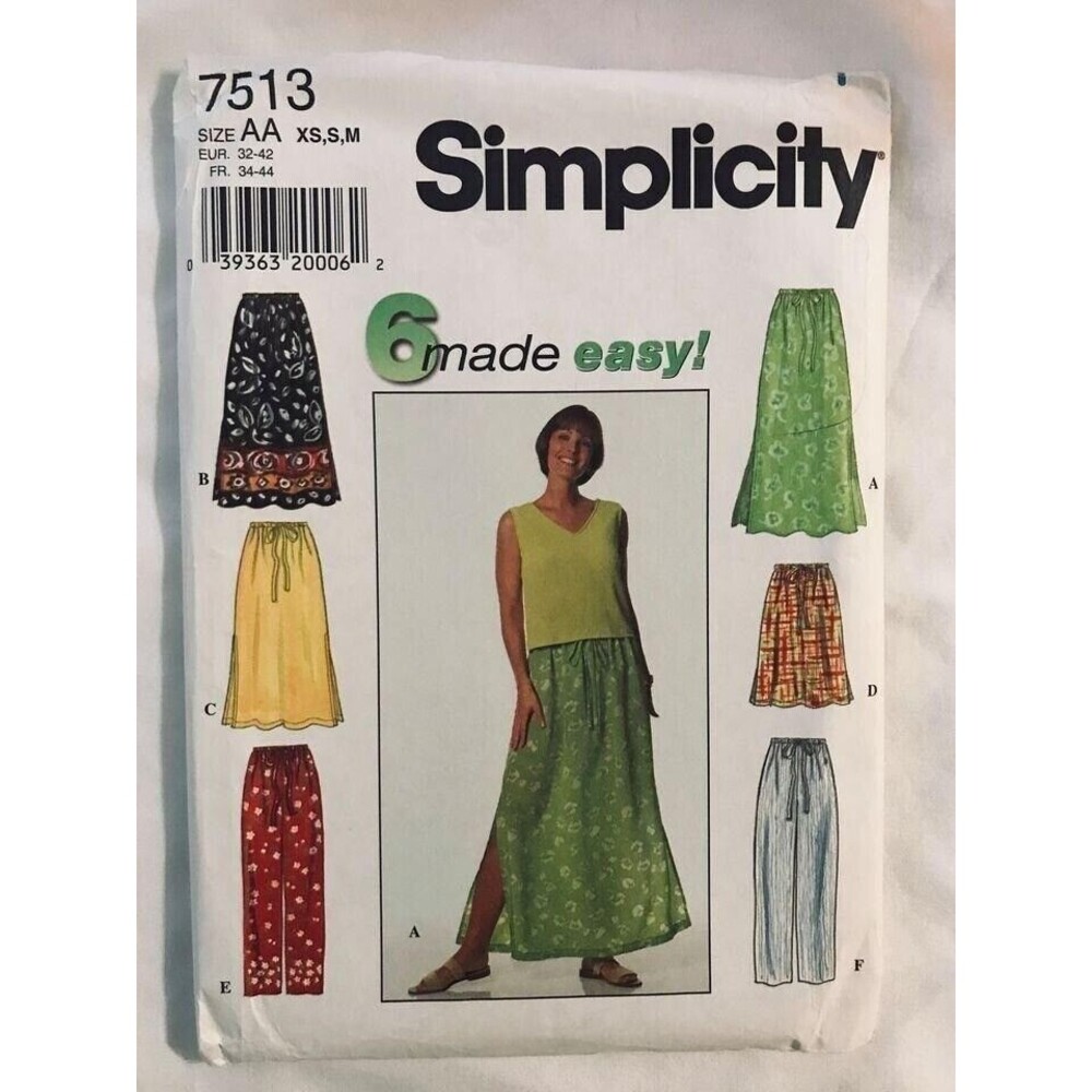 #7513 Simplicity women's skirt, pants XS-M